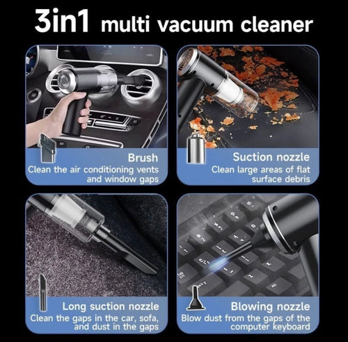 3-in-1 Cordless Car Vacuum Cleaner | 12000Pa Strong Suction